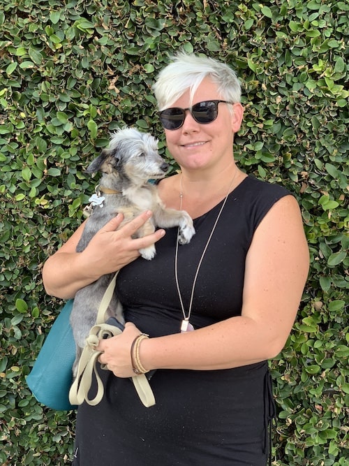 Jeni and Spruce the dog